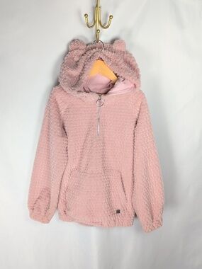 2PAR2 Girls Hooded Long Sleeve Faux Fur Top Pink 10 Years